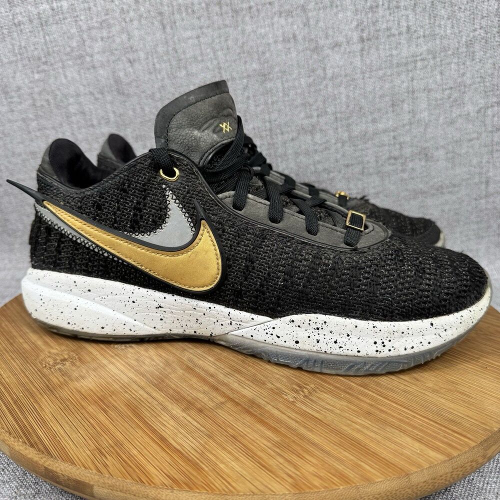 Nike LeBron 20 Black Metallic Gold Basketball Shoes Sneakers Men's 8.5